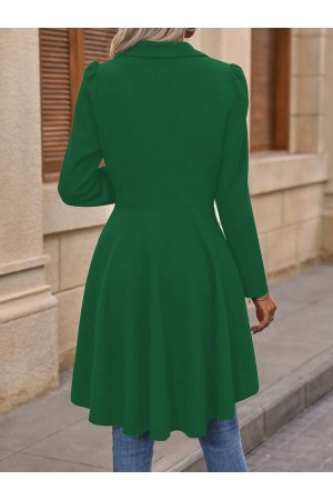 جاكيت بليزر نسائي طويل الأكمام بياقة وأزرار أمامية من الساتان