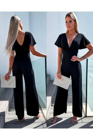 جمبسوت نسائي قصير الأكمام مزدوج الصدر مكشوف الظهر من قماش بيغاسوس