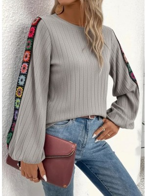 بلوزة نسائية بأكمام طويلة وياقة قارب وحزام داخلي ناعم