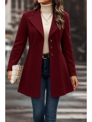 Kadın Uzun Kollu Yakalı önden Düğmeli Kısa Kaşe Kaban