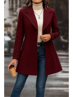 Kadın Uzun Kollu Yakalı önden Düğmeli Kısa Kaşe Kaban