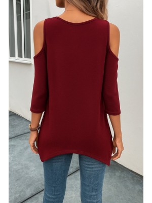 Kadın Omuzlardan Açık Sıfır Yaka Asimetrik Kesim Detay Viskon Bluz