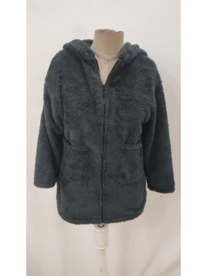 Women's Long Sleeve Hooded Front Zippered Pocket Welsoft Jacket