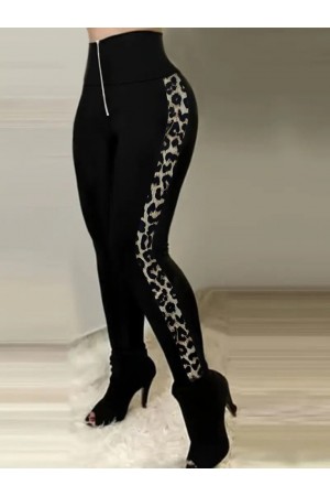 Kadın Yüksek Bel Yan şerit Detaylı Dalgıç Tayt