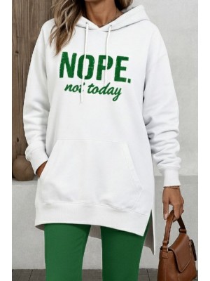 Kadın Uzun Kollu Kapşonlu Bağcıklı Viskon Iki Iplik Sweat