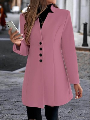 Kadın Uzun Kollu Kırlangıç Yaka önden Düğmeli Kısa Kaşe Kaban