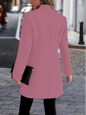 Kadın Uzun Kollu Kırlangıç Yaka önden Düğmeli Kısa Kaşe Kaban