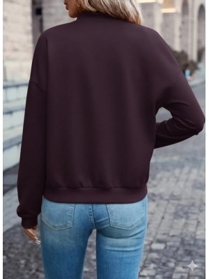 Women's Long Sleeve Zippered Front Pocket Modal Plum Jacket