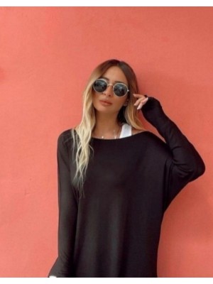 Kadın Uzun Kollu Tek Omuzdan Açık çilek Bluz Ve Viskon Atlet Ikili Takım