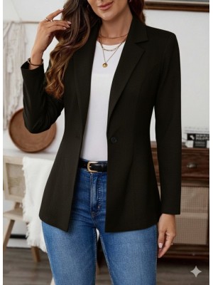 Kadın Uzun Kollu Yakalı Tek Düğmeli Süet Ceket