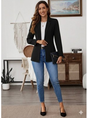 Kadın Uzun Kollu Yakalı Tek Düğmeli Süet Ceket