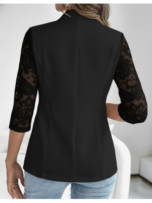 Kadın Uzun Kollu Truvakar Kol önden Düğmeli Cepli Dantelli Atlas Ceket