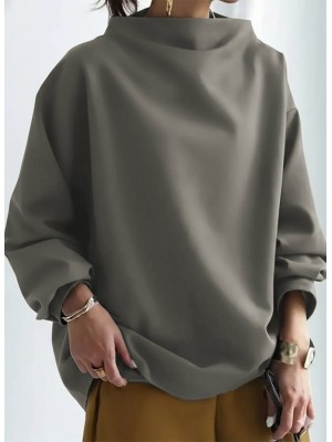 Kadın Uzun Kollu Geniş Balıkçı Yaka Modal Bluz