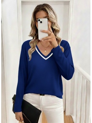 Kadın Uzun Kollu V Yakalı Viskon Iki Iplik Bluz