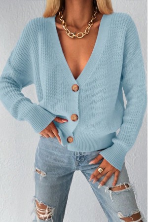 Düğme Detay Triko Bluz