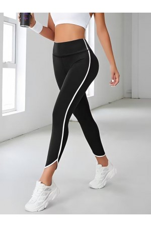 بنطلون غوص نسائي عالي الخصر بتفاصيل شريط جانبي