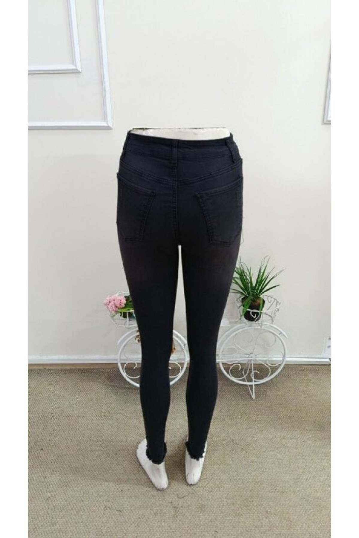 Women's High Waist Ripped Pattern Skinny Jeans