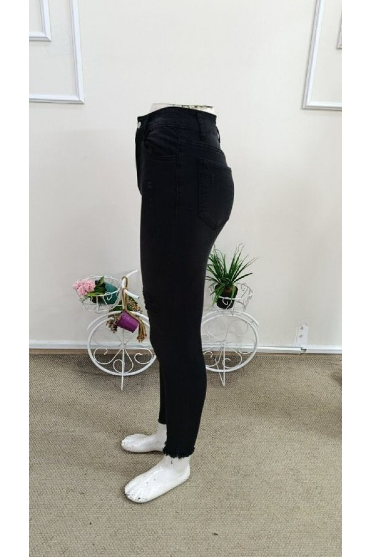Women's High Waist Ripped Pattern Skinny Jeans