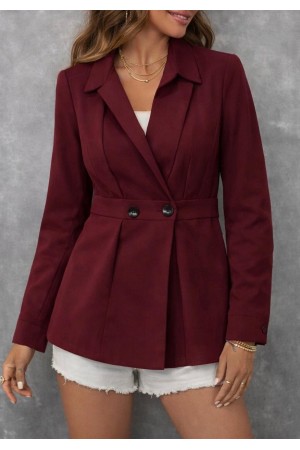 Kadın Düğme Ve Plise Detay Arkası Lastikli Ceket