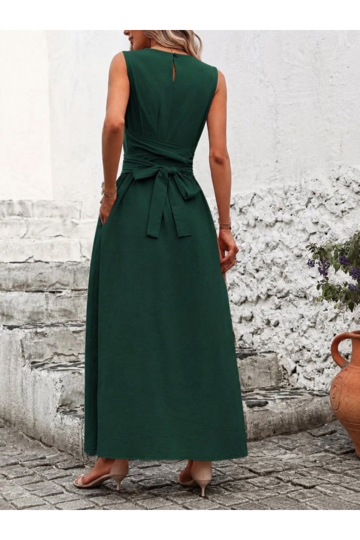 Women's Off-Shoulder, Tie-Waist Long Aerobin Dress