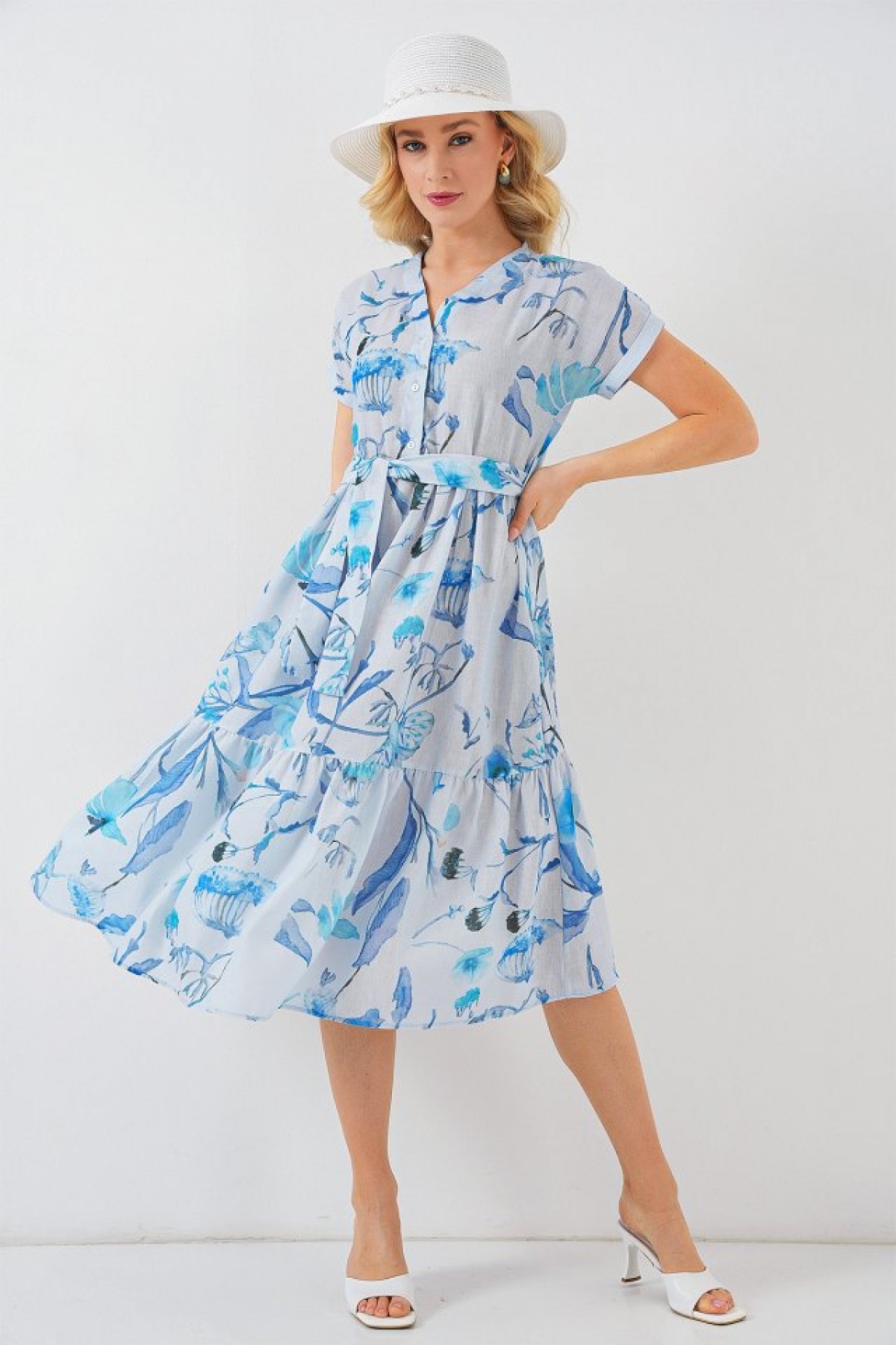 Patterned Short-Sleeve Dress 2558 