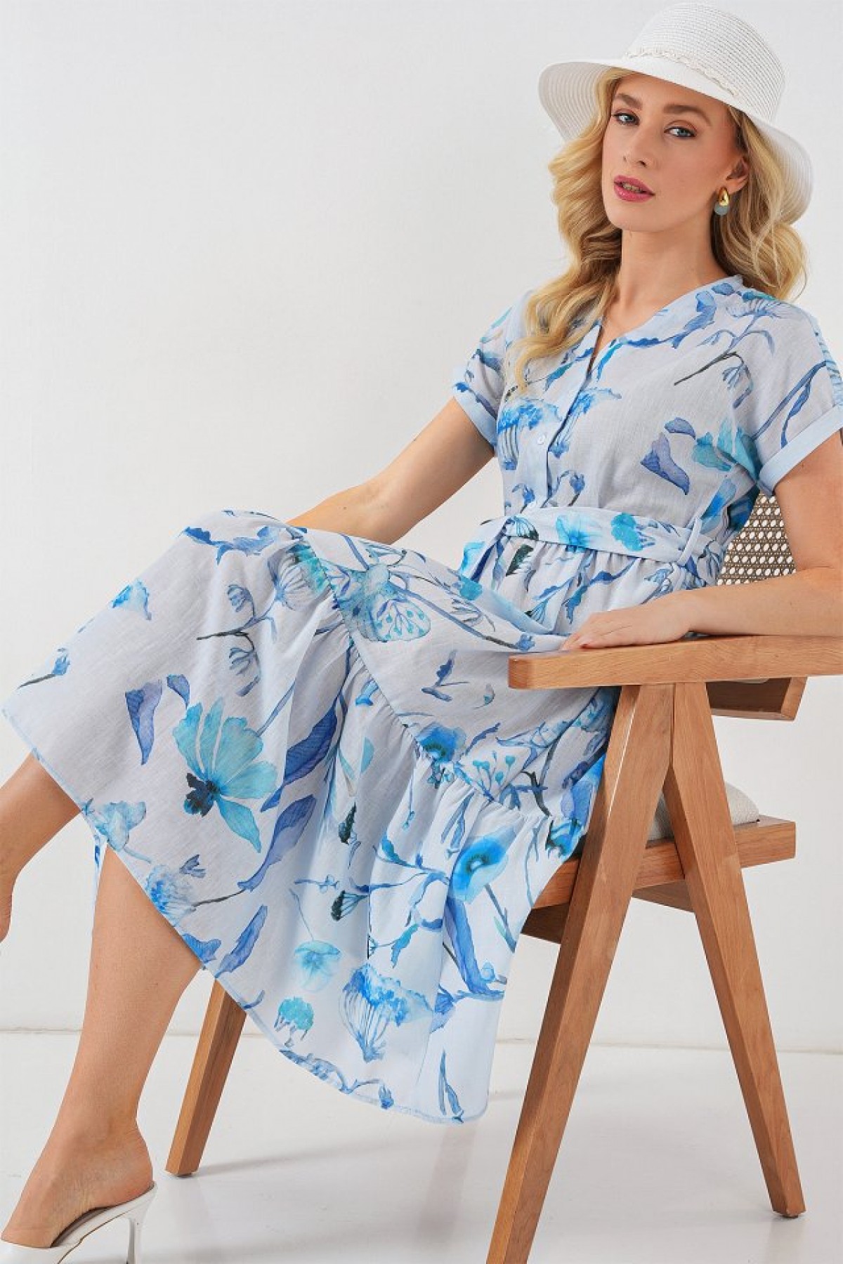Patterned Short-Sleeve Dress 2558 