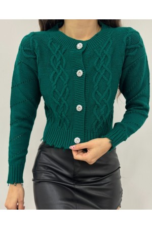 سترة ممزقة بأزرار حجرية16 -زمرد