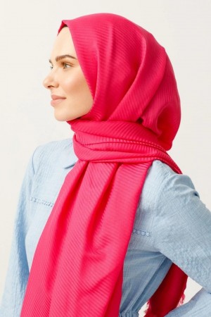 Striped Pattern Cotton Jacquard Scarf 