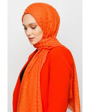 وشاح قطني بنقشة مربعات جاكار 