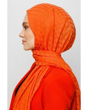 وشاح قطني بنقشة مربعات جاكار 