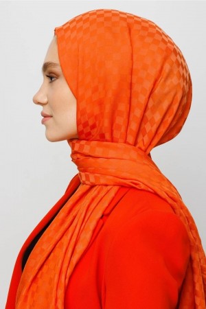 Square Pattern Cotton Jacquard Scarf 