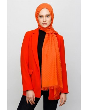 وشاح قطني بنقشة مربعات جاكار 