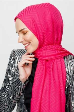 Zigzag Pattern Cotton Jacquard Scarf 
