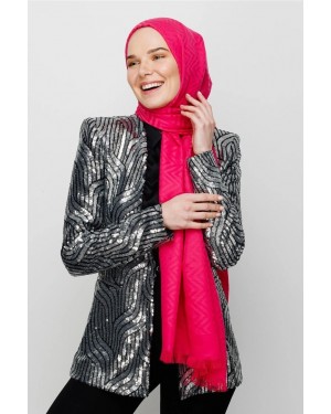 شال من القطن بنمط متعرج 