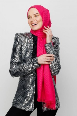 Zigzag Pattern Cotton Jacquard Scarf 