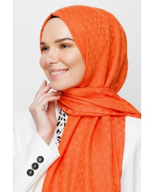 Prizma Desen Pamuk Jakar Şal - Turuncu