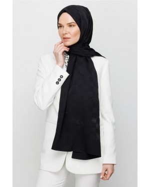 Dama Desen İpeksi Jakar Şal - Siyah