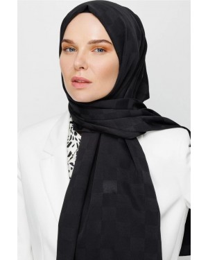 Dama Desen İpeksi Jakar Şal - Siyah