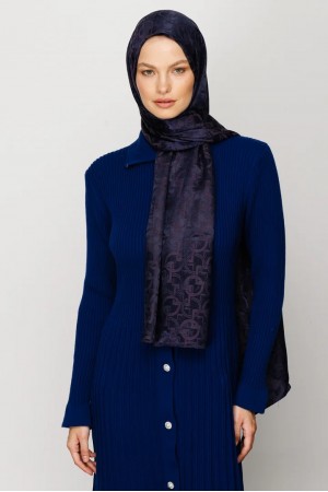 Longar Pattern Shiny Jacquard Scarf 
