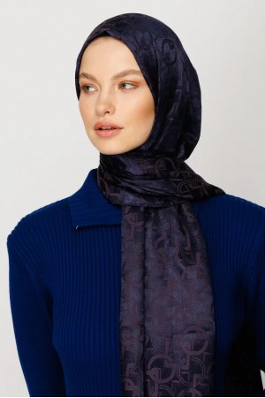 Longar Pattern Shiny Jacquard Scarf 