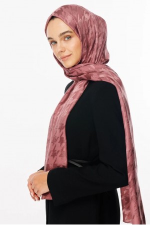 شال جاكار لامع بنقشة أسنان الكلب 