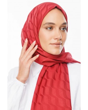 Dalga Desen İpeksi Jakar Şal - Bordo