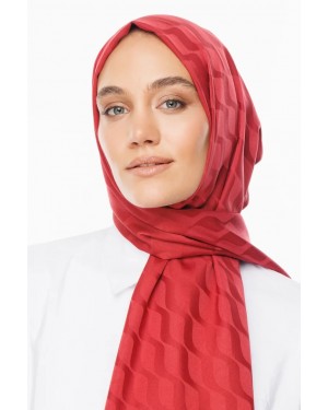 Dalga Desen İpeksi Jakar Şal - Bordo