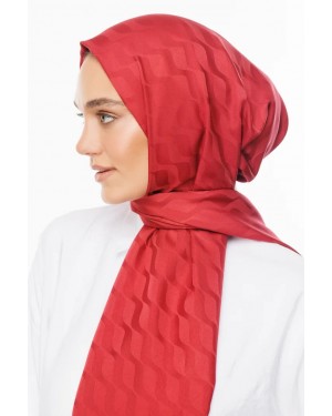 Dalga Desen İpeksi Jakar Şal - Bordo