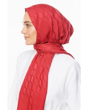 Dalga Desen İpeksi Jakar Şal - Bordo