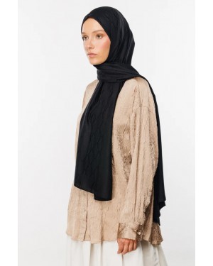 Aura Desen İpeksi Jakar Şal - Siyah