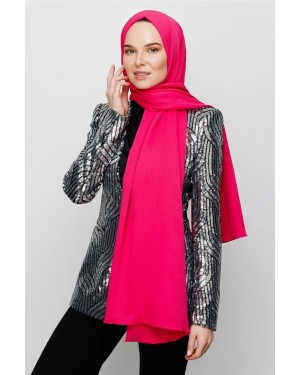 Krinkıl Medine İpeği Şal - Fuşya