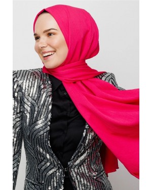 Krinkıl Medine İpeği Şal - Fuşya