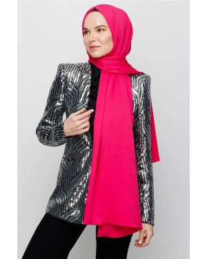 Krinkıl Medine İpeği Şal - Fuşya