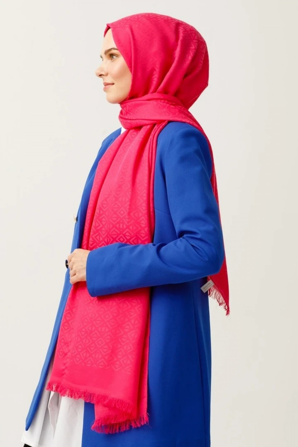 Triangle Pattern Cotton Jacquard Scarf 